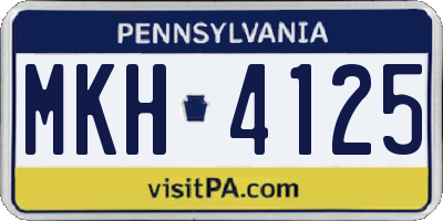 PA license plate MKH4125