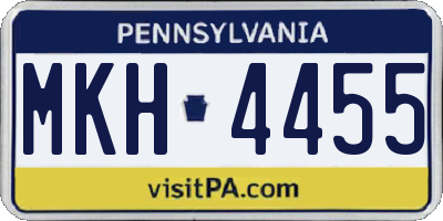 PA license plate MKH4455