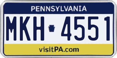 PA license plate MKH4551
