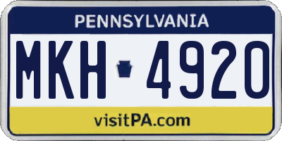 PA license plate MKH4920