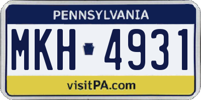 PA license plate MKH4931