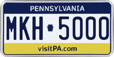 PA license plate MKH5000