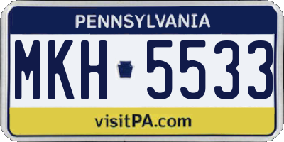PA license plate MKH5533