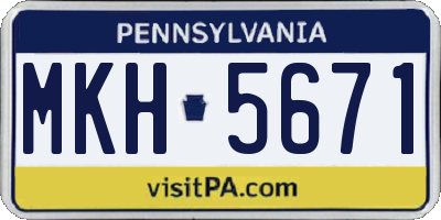 PA license plate MKH5671