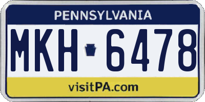 PA license plate MKH6478