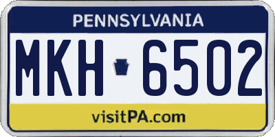 PA license plate MKH6502
