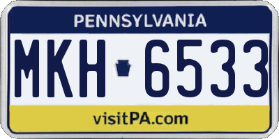 PA license plate MKH6533