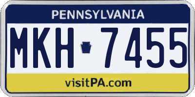 PA license plate MKH7455