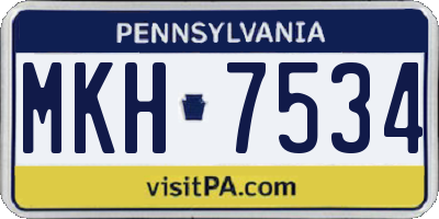 PA license plate MKH7534