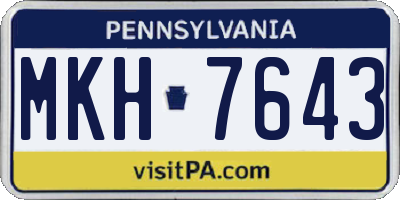 PA license plate MKH7643