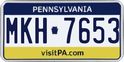 PA license plate MKH7653