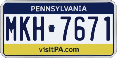 PA license plate MKH7671