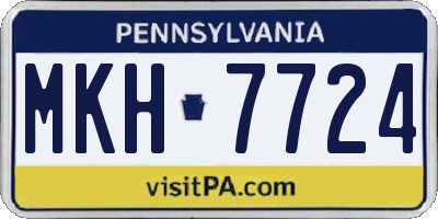 PA license plate MKH7724