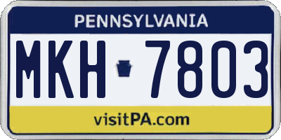 PA license plate MKH7803