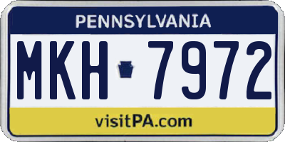PA license plate MKH7972