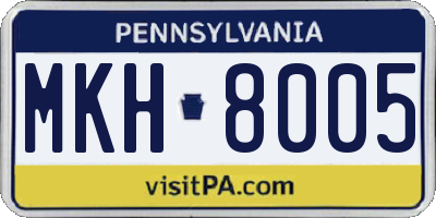 PA license plate MKH8005