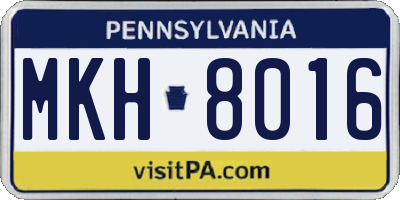 PA license plate MKH8016