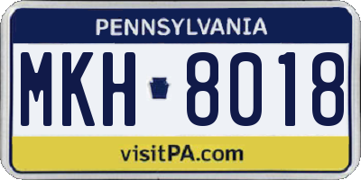 PA license plate MKH8018