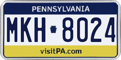 PA license plate MKH8024