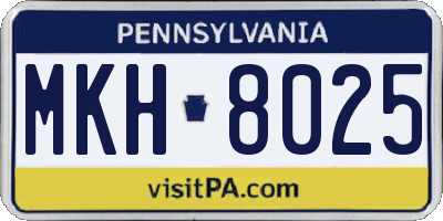 PA license plate MKH8025