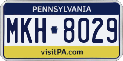 PA license plate MKH8029