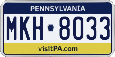 PA license plate MKH8033