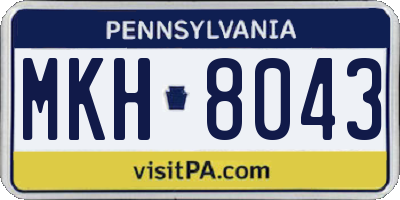 PA license plate MKH8043