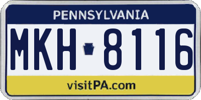 PA license plate MKH8116