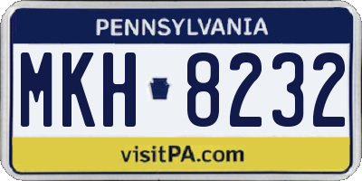 PA license plate MKH8232