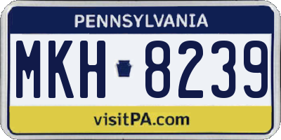 PA license plate MKH8239