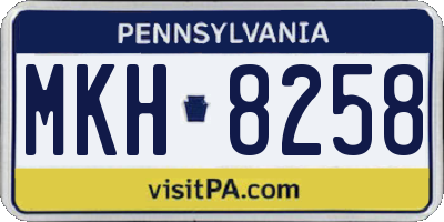 PA license plate MKH8258