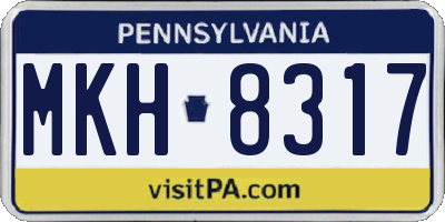 PA license plate MKH8317