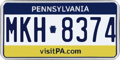 PA license plate MKH8374