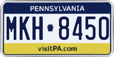 PA license plate MKH8450