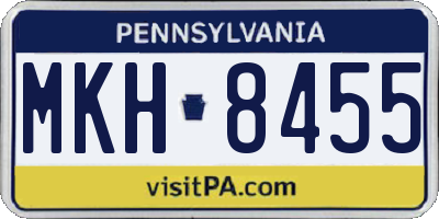 PA license plate MKH8455