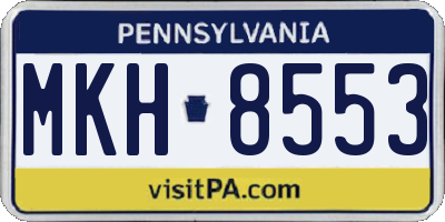 PA license plate MKH8553