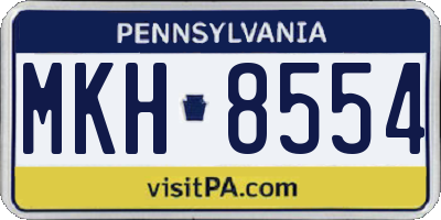 PA license plate MKH8554