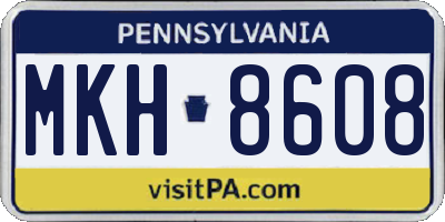 PA license plate MKH8608