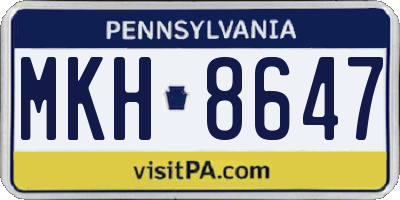 PA license plate MKH8647