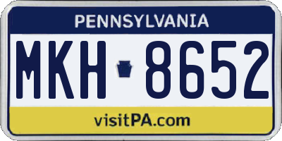 PA license plate MKH8652