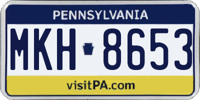PA license plate MKH8653