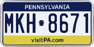 PA license plate MKH8671