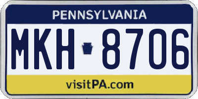 PA license plate MKH8706