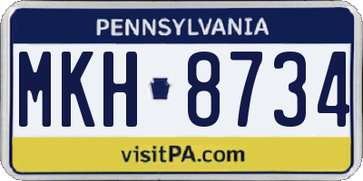 PA license plate MKH8734