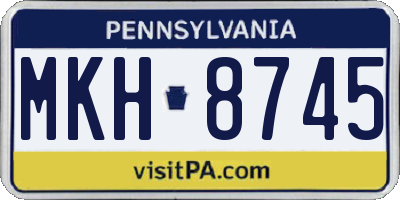 PA license plate MKH8745