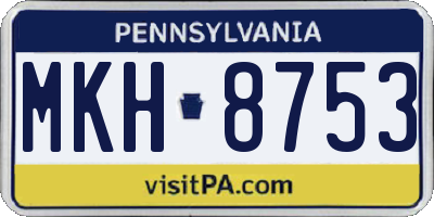 PA license plate MKH8753