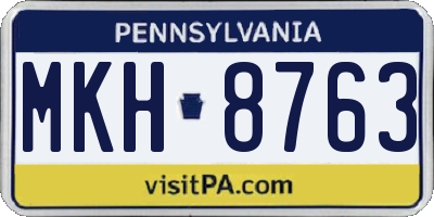 PA license plate MKH8763