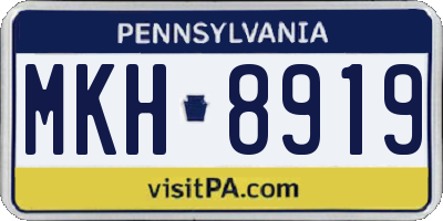PA license plate MKH8919