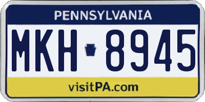PA license plate MKH8945