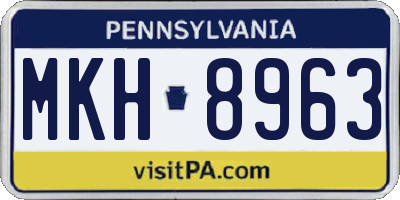 PA license plate MKH8963